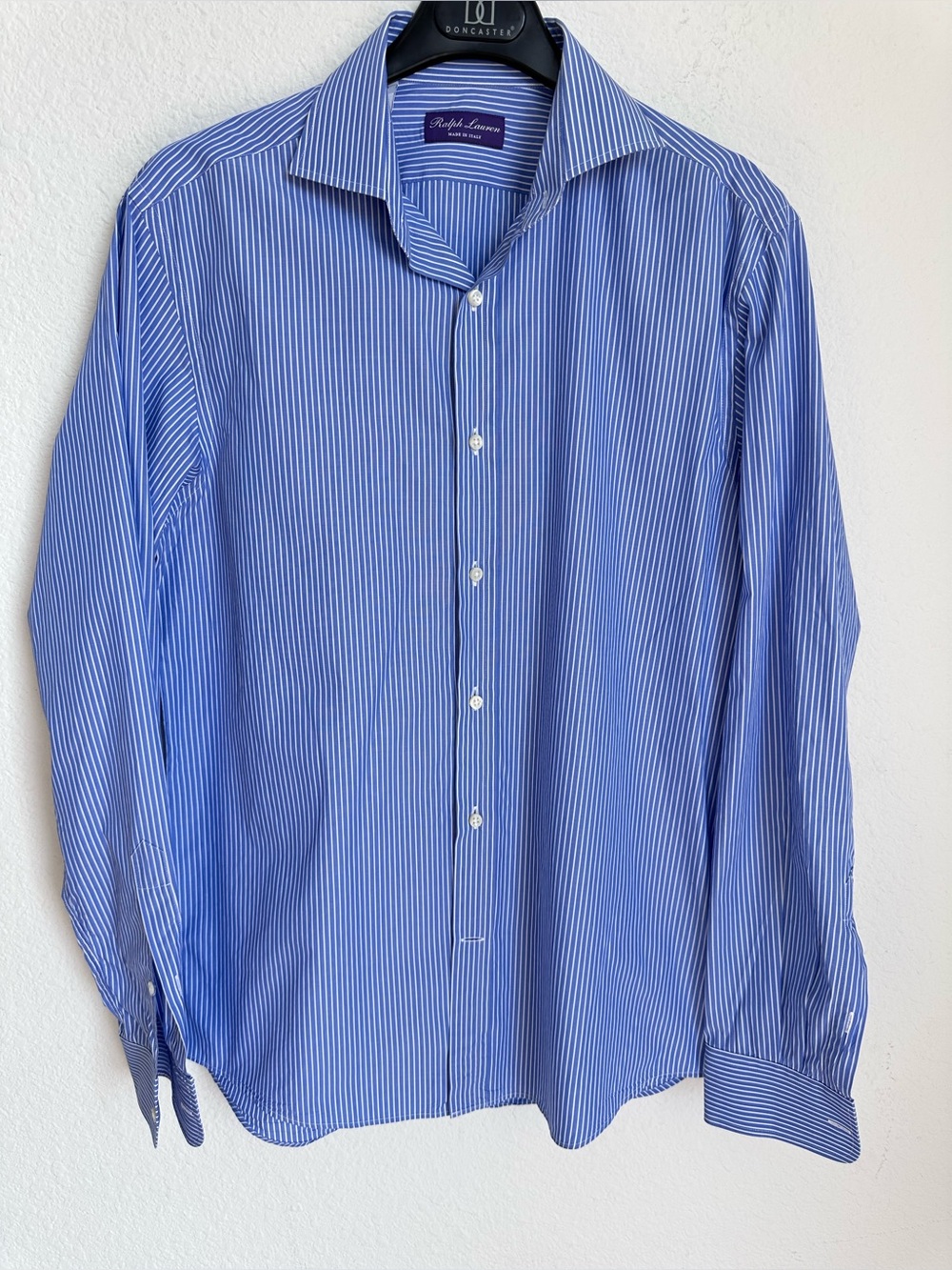 Ralph Lauren Purple Label Dress Shirt 15 1/2 Blue white stripe shirt Medium